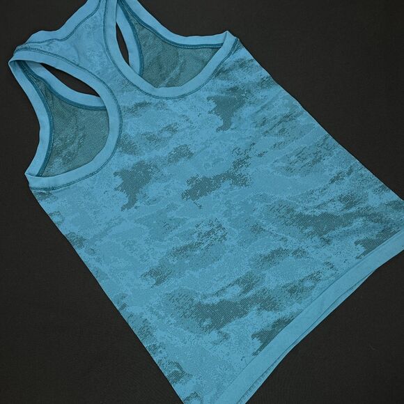 ~ Athleta Sm Momentum Seamless Tank Racerback Surf Deep Teal Relaxed Camo Crew W - Picture 2 of 11
